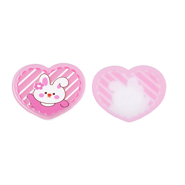 

PandaHall Transparent Printed Acrylic Cabochons, Heart with Rabbit, Hot Pink, 33x39x2mm Acrylic Heart