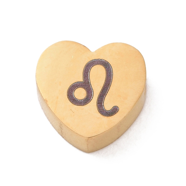 

PandaHall 304 Stainless Steel Beads, Heart with Constellation Pattern, Golden, Leo, 7.5x8x3mm, Hole: 2mm 304 Stainless Steel Leo