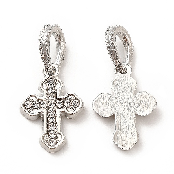 

PandaHall Rack Plating Alloy Crystal Rhinestone European Dangle Charms, Large Hole Charms, Religion Cross, Platinum, 31mm, Cross..., Clear