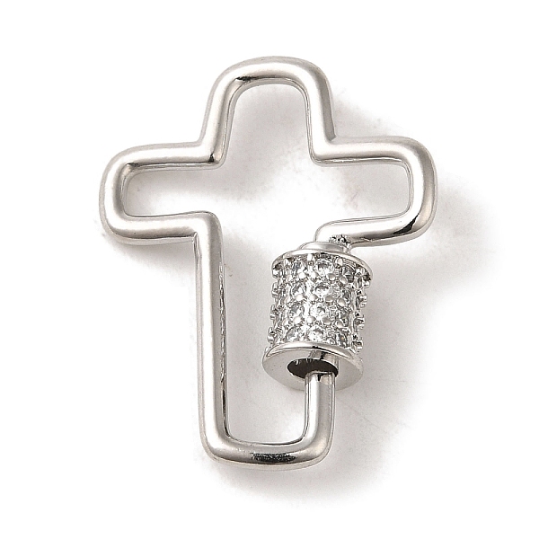 

PandaHall Brass Micro Pave CLear Cubic Zirconia Keychain Clasps, Platinum, Cross, 28x22x2mm Brass+Cubic Zirconia Cross