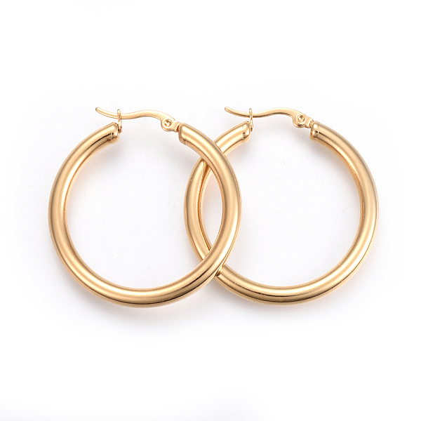 

PandaHall 201 Stainless Steel Huggie Hoop Earrings with 304 Stainless Steel Pins, Hypoallergenic Earrings for Women, Golden, 6 Gauge...