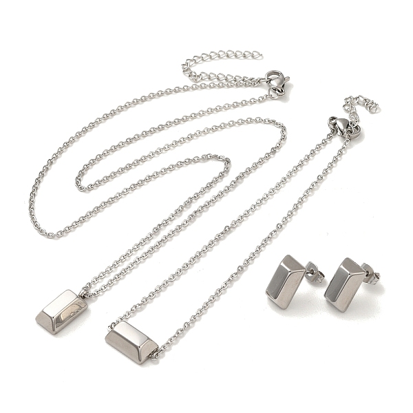 

PandaHall Rectangle 304 Stainless Steel Pendant Necklaces & Bracelets & Stud Earrings Sets for Women, Stainless Steel Color, 7.44 inch...