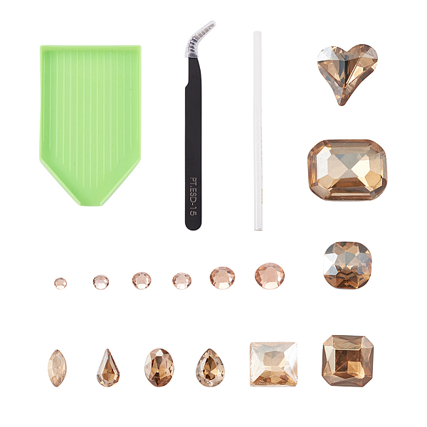

PandaHall DIY Diamond Painting Kits, including Glass Pointed Rhinestone & Cabochons, Stainless Steel Tweezers, Tray Plate and Rhinestone..., Multicolor