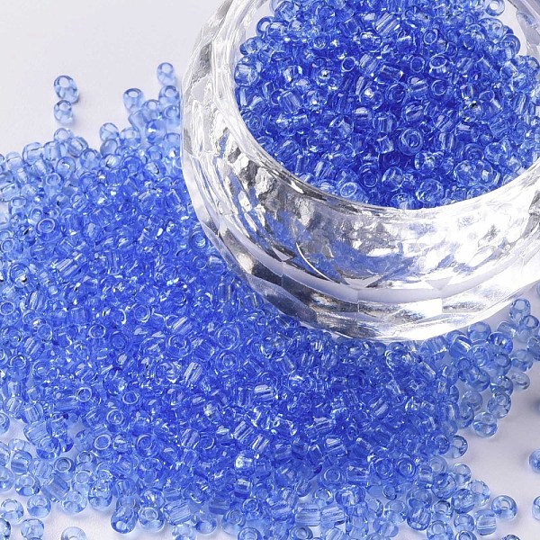 

PandaHall Glass Seed Beads, Transparent, Round, Light Blue, 12/0, 2mm, Hole: 1mm, about 6666pcs/100g Glass