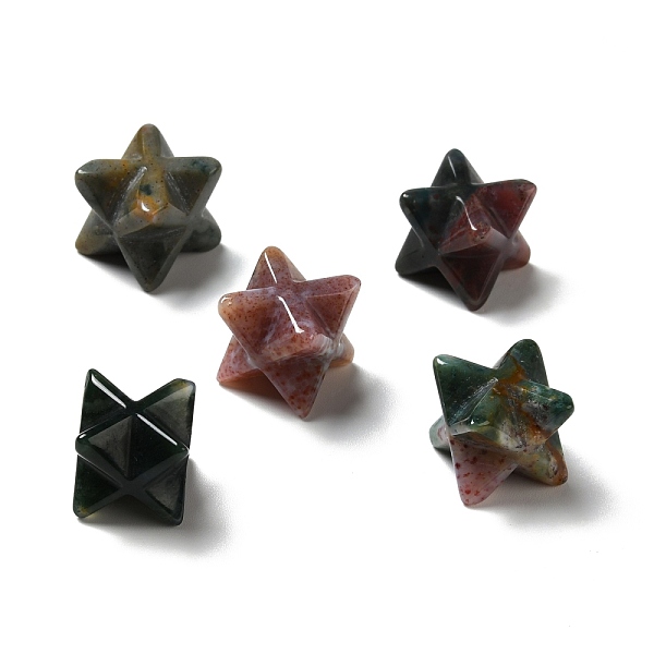 

PandaHall Natural Indian Agate Beads, No Hole/Undrilled, Merkaba Star, 12.5~13x12.5~13x12.5~13mm Indian Agate Star