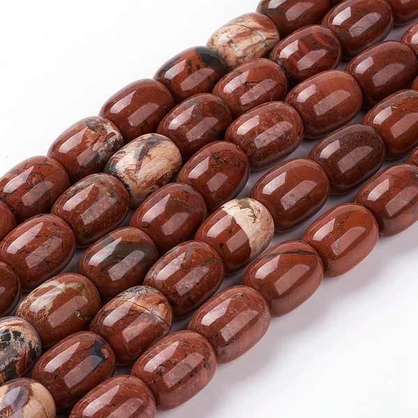 PandaHall Natural Red Jasper Beads Strands, Oval, 17~18x13mm, Hole: 1.5mm, about 22pcs/strand, 14.9 inch(38cm) Red Jasper Oval