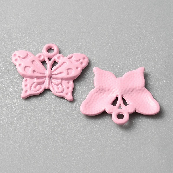 

PandaHall Baking Painted Alloy Pendants, Butterfly Charm, Pink, 16.5x20x2mm, Hole: 1.5mm Alloy Butterfly Pink
