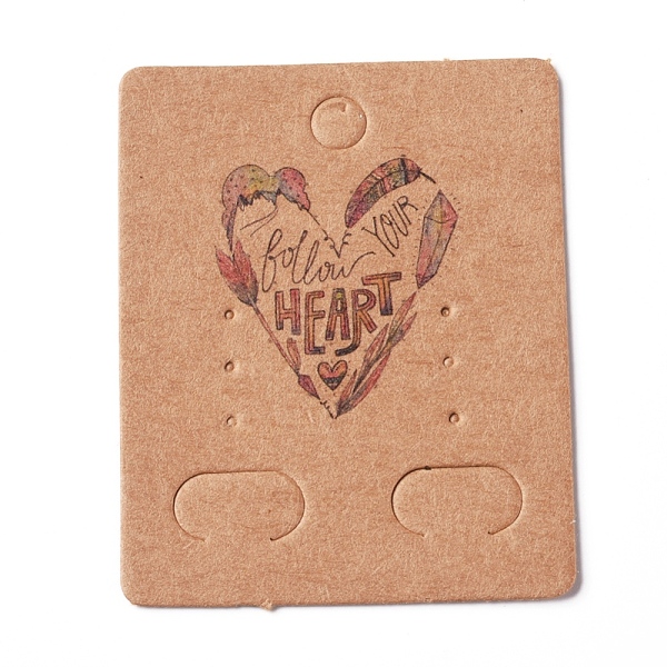 

PandaHall Paper Jewelry Display Cards, for Hanging Earring Display, Rectangle with Heart, BurlyWood, 50x40x0.3mm, Hole: 5.3mm Paper..., Orange