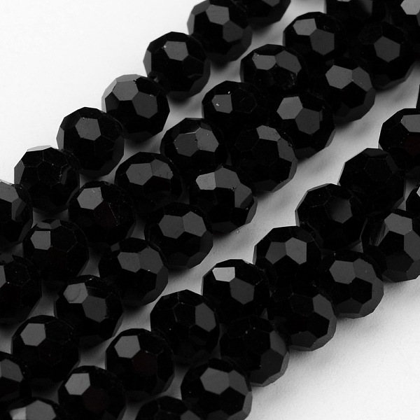 

PandaHall Transparent Glass Bead Strands, Imitate Austrian Crystal, Faceted(32 Facets), Round, Black, 6mm, Hole: 1mm, about 96~98pcs/strand...