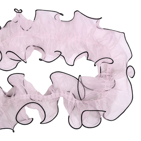 

PandaHall CHGCRAFT 3.3 Yard Polyester Pleated Lace Trim 4.3 inch Wide Pink Ruffled Bouquet Packaging Trim Organza Wave Edge Fabric Trim for...