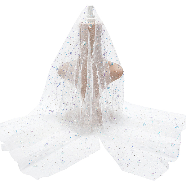 

PandaHall Sequined Tulle Lace Mesh Polyester Fabric, Sequins Dresses Embroidery Fabric, for Clothing Accessories , White, 100x130x0.17cm...