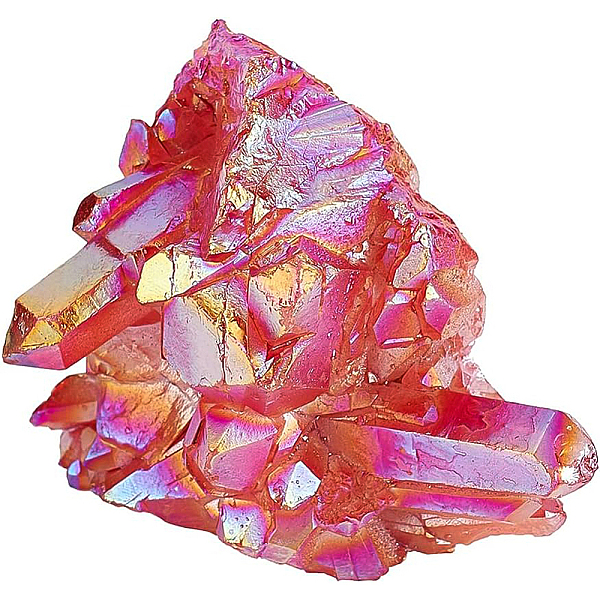 

PandaHall Electroplated Natural Quartz Crystal Display Decoration, Raw Crystal Cluster, Home Decoration, Heart, 46.5x53x31mm Quartz Crystal..., Red