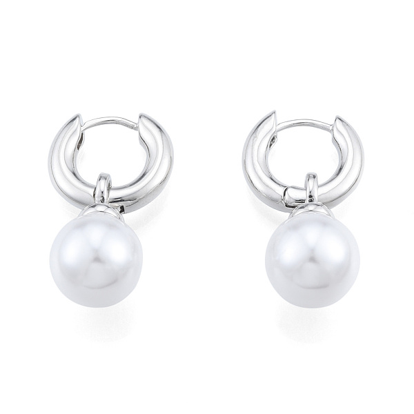 

PandaHall ABS Plastic Pearl Dangle Hoop Earrings, Brass Jewelry for Women, Nickel Free, Real Platinum Plated, 29x16x3.5mm, Pin: 1mm Plastic...