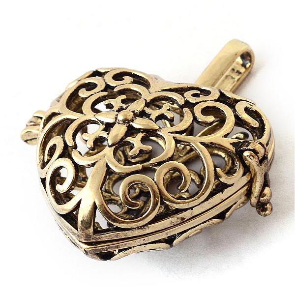 

PandaHall Rack Plating Brass Cage Pendants, For Chime Ball Pendant Necklaces Making, Hollow Heart, Antique Bronze, 30x34x18mm, Hole: 3.5x7mm...
