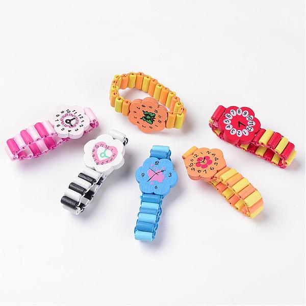 

PandaHall Wooden Beads Bracelet, Elastic, Flower, Mixed Color, 144mm Wood Multicolor