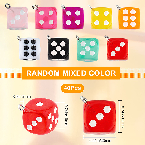 

PandaHall SUNNYCLUE 1 Box 40Pcs Dice Charm Acrylic Dice Charms Cubic Dice Charm Square Cube 3D Transparent Mini Charm for Jewelry Making..., Multicolor