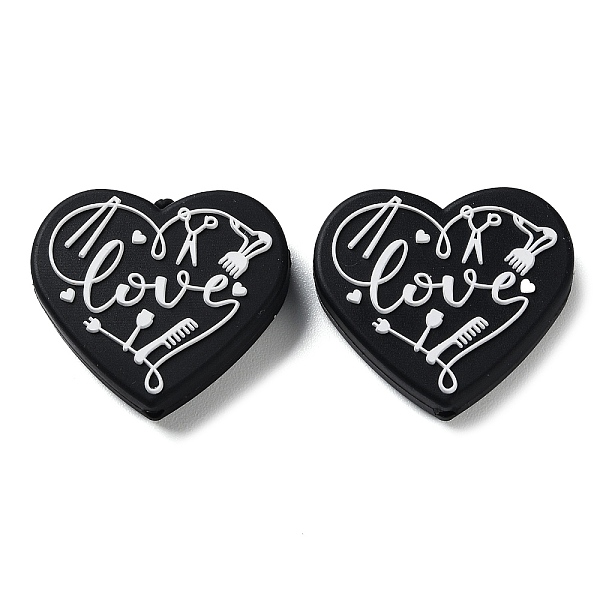 

PandaHall Food Grade Heart with Word Love Silicone Focal Beads, for Beadable Pens DIY Nursing Necklaces Making, WhiteSmoke, 27x30x7mm, Hole..., White