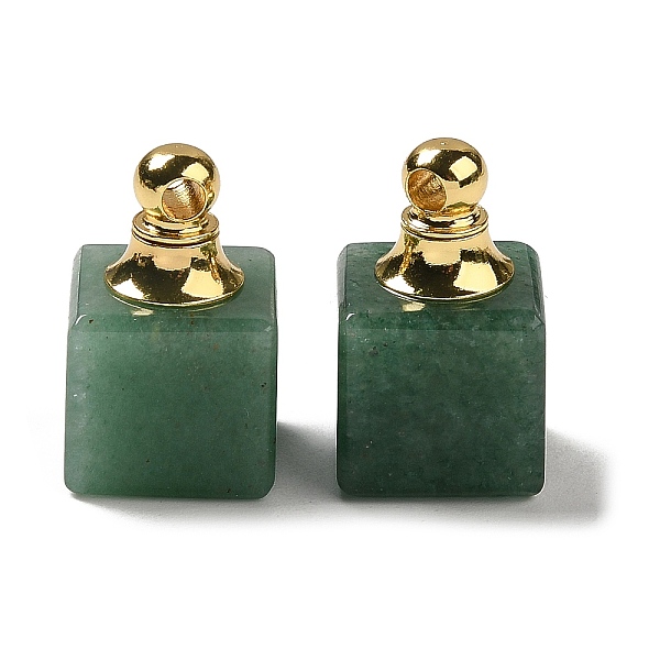 

PandaHall Natural Green Aventurine Perfume Bottle Pendants, Square Charms with Golden Plated 304 Stainless Steel Findings, 19x12x12mm, Hole...