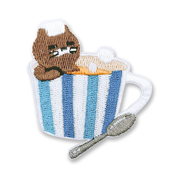 

PandaHall Computerized Embroidery Polyester Self-Adhesive/Sew on Patches, Costume Accessories, Appliques, Beaver In the Cup Shape, Deep Sky...