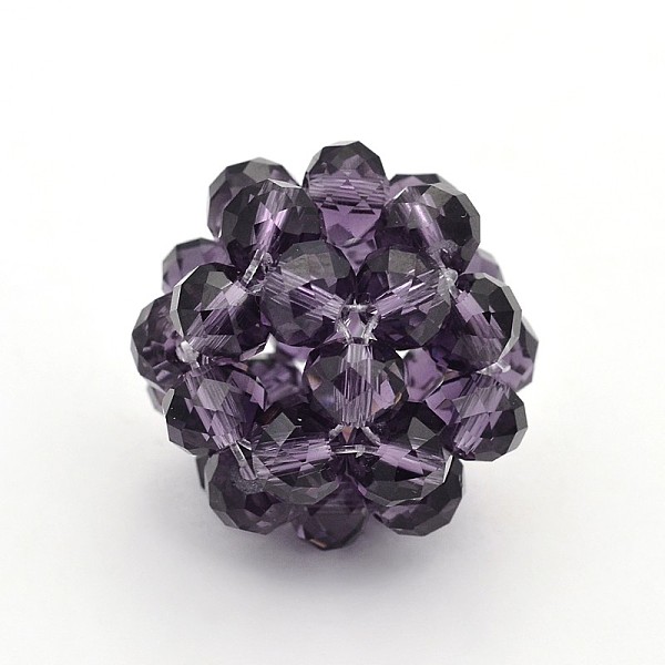 

PandaHall Transparent Glass Crystal Round Woven Beads, Cluster Beads, DarkSlate Blue, 14mm, Beads: 4mm Glass Round Blue