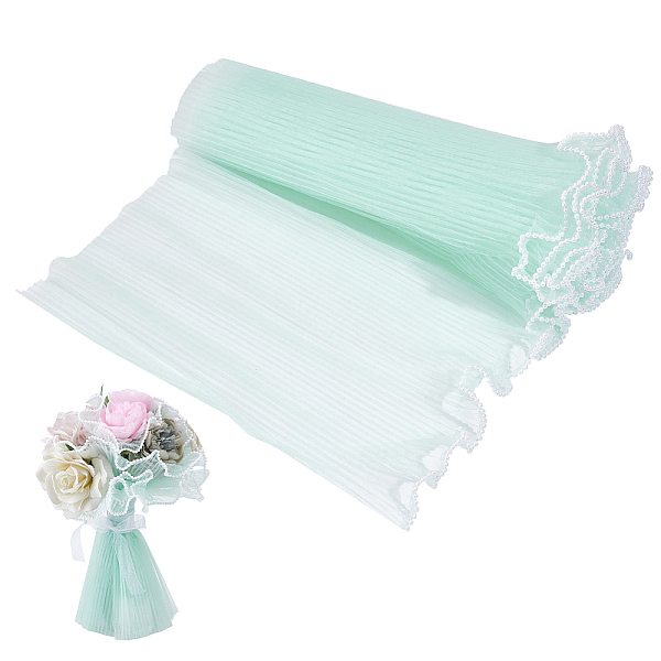 

PandaHall BENECREAT 157x11 Inch Light Cyan Flower Wrapping Paper, Pearl Edge Bouquet Floral Packaging Mesh Paper Wrinkled Wavy Net Yarn for...