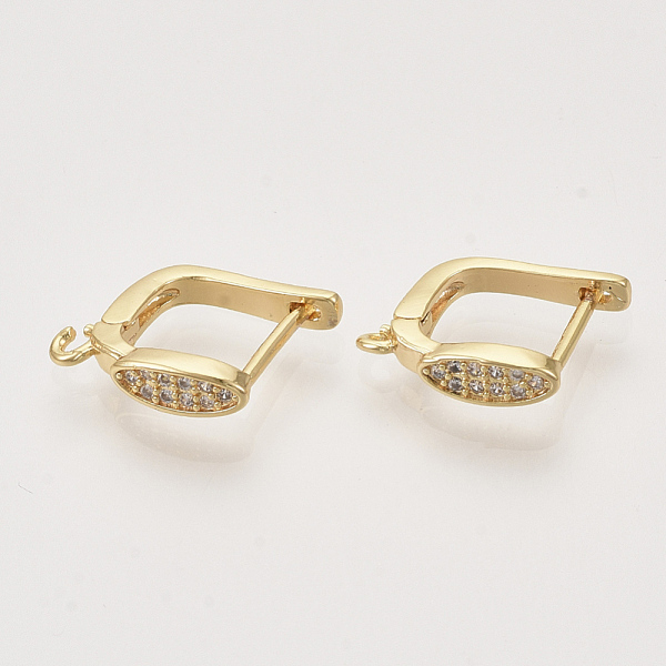 

PandaHall Brass Micro Pave Cubic Zirconia Hoop Earring Findings with Latch Back Closure, Nickel Free, with Horizontal Loop, Real 18K Gold..., Clear