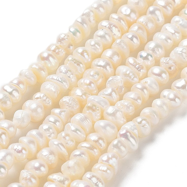 

PandaHall Natural Keshi Pearl Beads Strands, Cultured Freshwater Pearl, Grade 3A+, Baroque Pearls, Rondelle, Old Lace, 3~6x3~4x2~4mm, Hole...