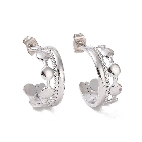 

PandaHall 304 Stainless Steel Flat Round Wrap Stud Earrings, Half Hoop Earrings for Women, Stainless Steel Color, 19x8mm, Pin: 0.7mm 304...