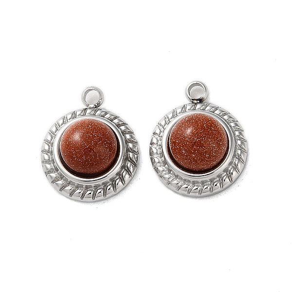 

PandaHall Synthetic Goldstone Half Round Charms, with 304 Stainless Steel Findings, Stainless Steel Color, 12.5x10.5x5.5mm, Hole: 1.5mm...