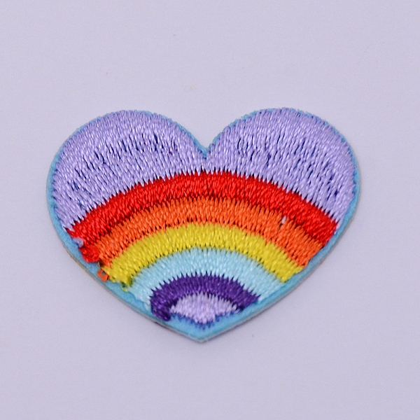 

PandaHall Computerized Embroidery Cloth Iron on/Sew on Patches, Costume Accessories, Appliques, Heart with Rainbow, Colorful, 22x28.5x1.5mm...