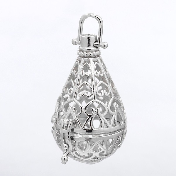

PandaHall Brass Cage Pendants, For Chime Ball Pendant Necklaces Making Making, Lead Free & Cadmium Free & Nickel Free, teardrop, Platinum...
