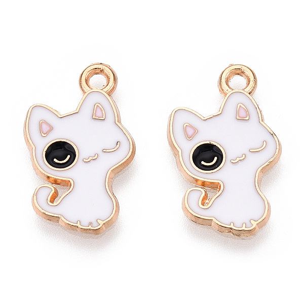 

PandaHall Alloy Enamel Pendants, Cadmium Free & Nickel Free & Lead Free, Light Gold, Cat Charm, White, 18.5x12x1.2mm, Hole: 1.6mm...