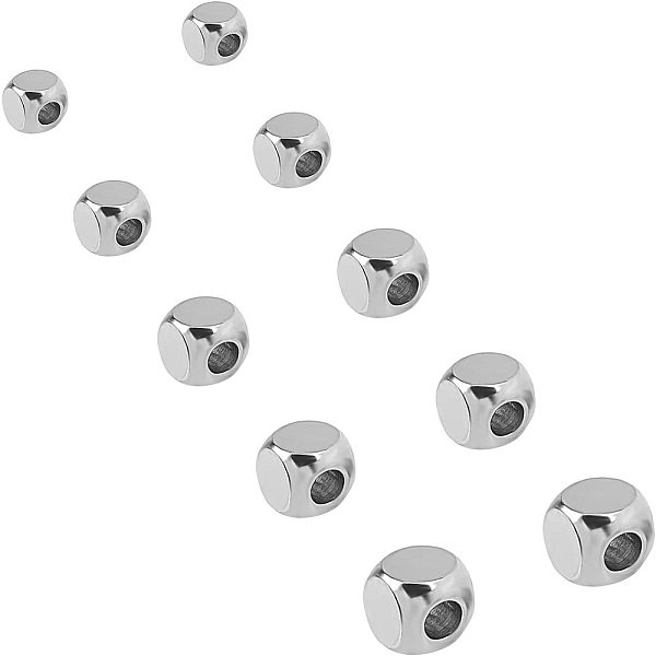 

PandaHall UNICRAFTALE 100pcs Stainless Steel Beads, about 1.5-3mm Hole Metal Loose Beads, 5 Sizes Cube Beads(2mm/3mm/4mm/5mm/6mm wide) for...