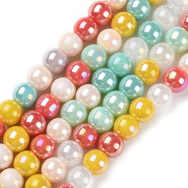 

PandaHall Opaque Electroplate Glass Beads Strands, AB Color Plated, Round, Colorful, 6mm, Hole: 1mm, about 68~69pcs/strand, 14.76''~14.96''...