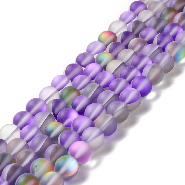 

PandaHall Synthetic Moonstone Beads Strands, Frosted, Round, Dark Violet, 10mm, Hole: 1mm, about 38~40pcs/strand, 14.96''~15.16''(38~38.5cm)...