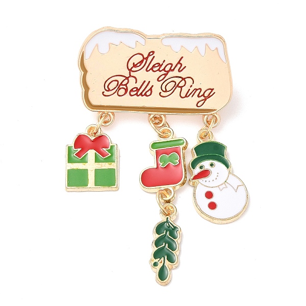PandaHall Enamel Pins for Women, Alloy Brooch for Backpack Clothes, Gift Box/Sock, Christmas, Snowman, 58x31x1.5mm Alloy+Enamel Snowman