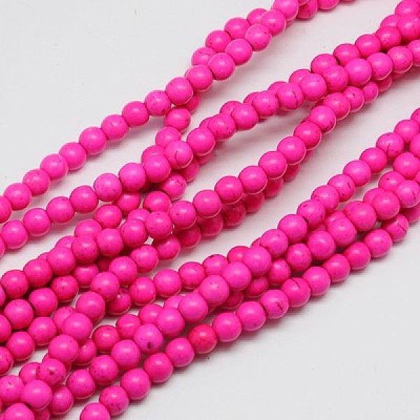 

PandaHall Synthetic Turquoise Beads Strands, Dyed, Round, Fuchsia, 10mm, Hole: 1mm, about 800pcs/1000g Synthetic Turquoise Round Pink