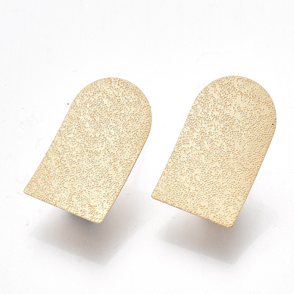 

PandaHall Iron Stud Earring Findings, with Steel Pins and Loop, Textured, Rectangle, Matte Gold Color, 20x12.5mm, Hole: 4mm, Pin: 0.7mm Iron...