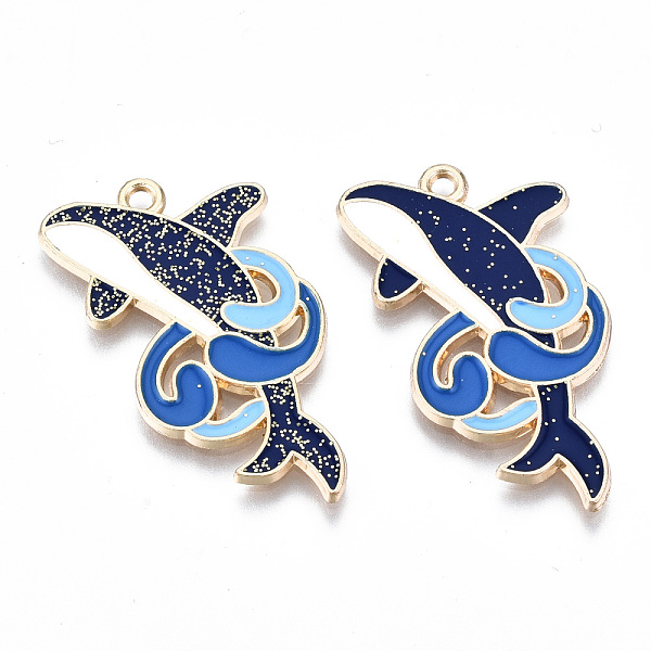 

PandaHall Eco-Friendly Alloy Enamel Pendants, Cadmium Free & Lead Free & Nickel Free, Whale, Light Gold, Royal Blue, 22x35x1.2mm, Hole...