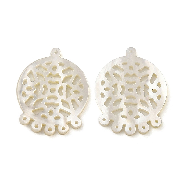 

PandaHall Natural White Shell Chandelier Components, Hollow Flat Round Links, WhiteSmoke, 27.5x21.5x1.5mm, Hole: 0.8 and 0.9mm Shell Flat...