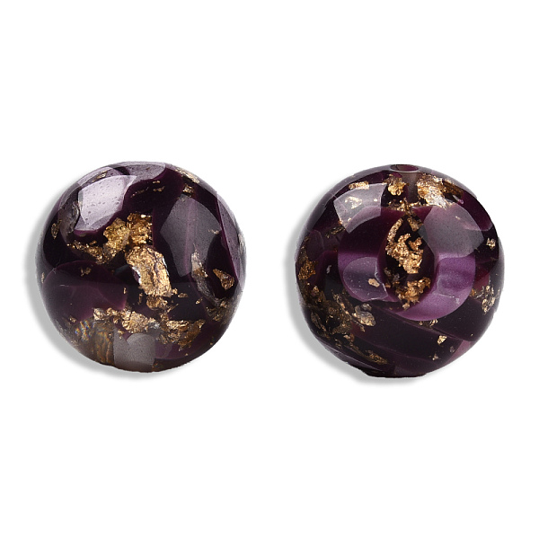 

PandaHall Opaque Resin Beads, with Gold Foil, Round, Purple, 20mm, Hole: 2~2.4mm Resin Round Purple