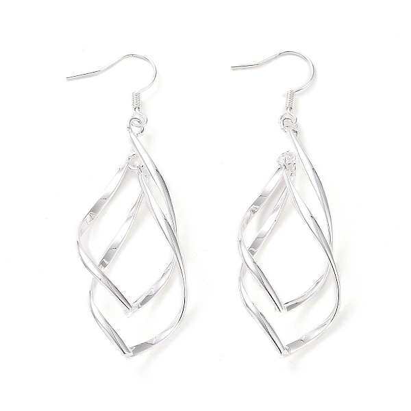 

PandaHall Brass Dangle Earrings, Silver Color Plated, 69x21mm Brass