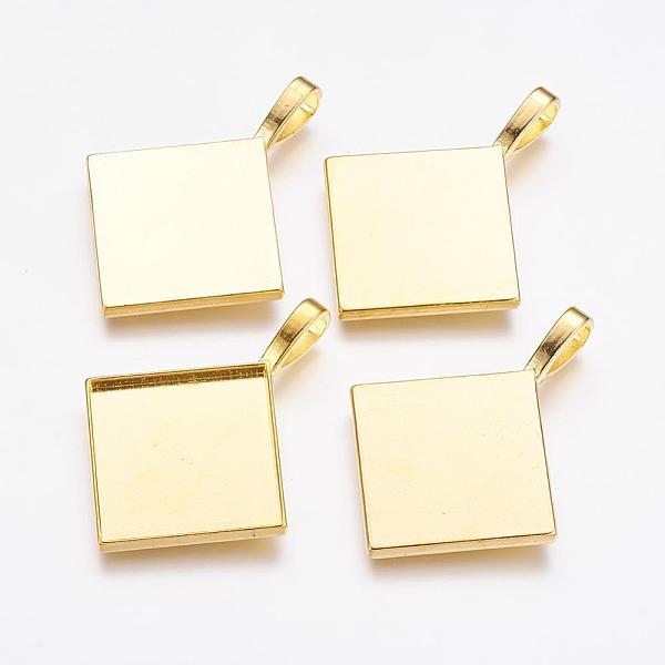 

PandaHall Rhombus Alloy Pendant Cabochon Settings, Cadmium Free & Nickel Free & Lead Free, Plain Edge Bezel Cups, Golden, 50x38x3mm, Hole...
