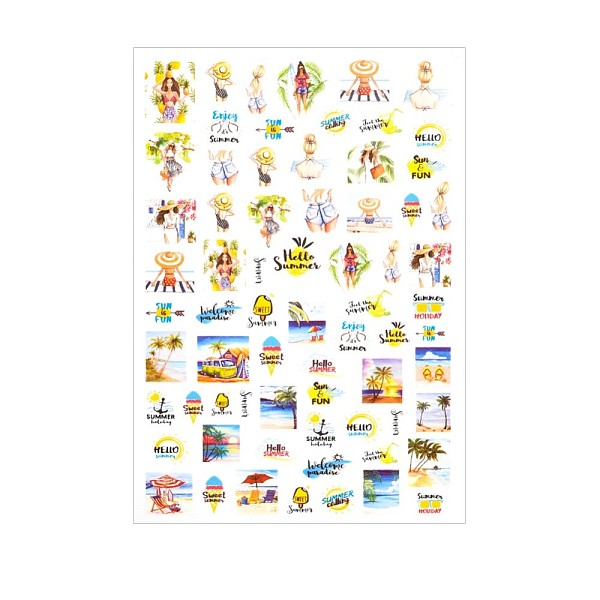 

PandaHall Nail Art Stickers Decals, Self-Adhesive, for Nail Tips Decorations, Beach Theme Pattern, Packaging: 152x91x0.5mm Paper Others