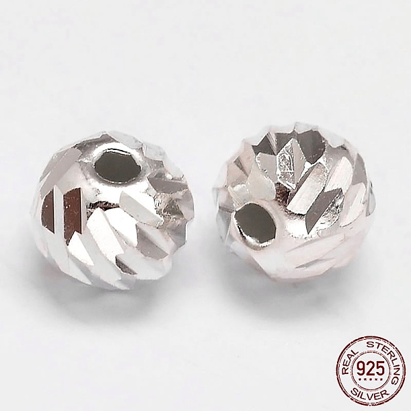 

PandaHall Fancy Cut Faceted Round 925 Sterling Silver Beads, Silver, 8mm, Hole: 1.5mm, about 44pcs/20g Sterling Silver Round