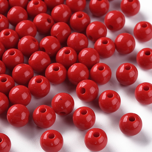 

PandaHall Opaque Acrylic Beads, Round, FireBrick, 8x7mm, Hole: 2mm Acrylic Round Red