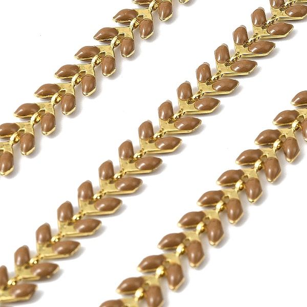 Brass Enamel Leaf Link Chains