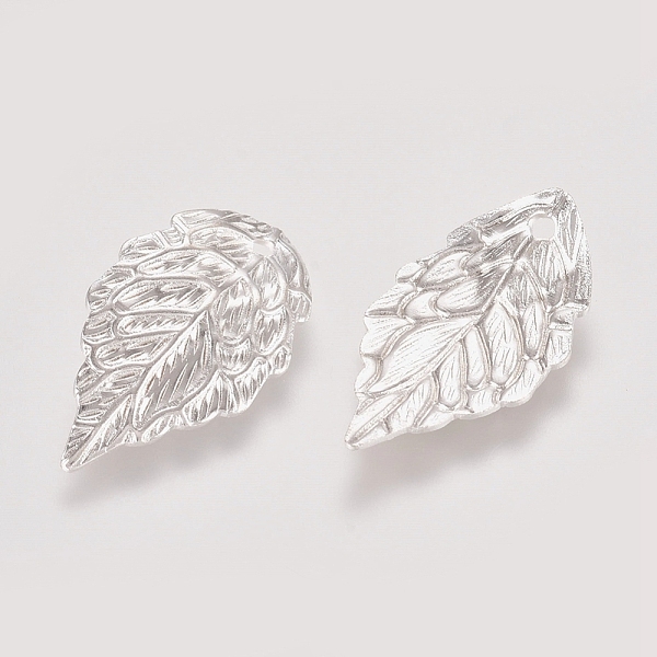

PandaHall Brass Filigree Pendants, Leaf Charms, Silver Color Plated, 18x10x1mm, Hole: 1.2mm Brass Leaf