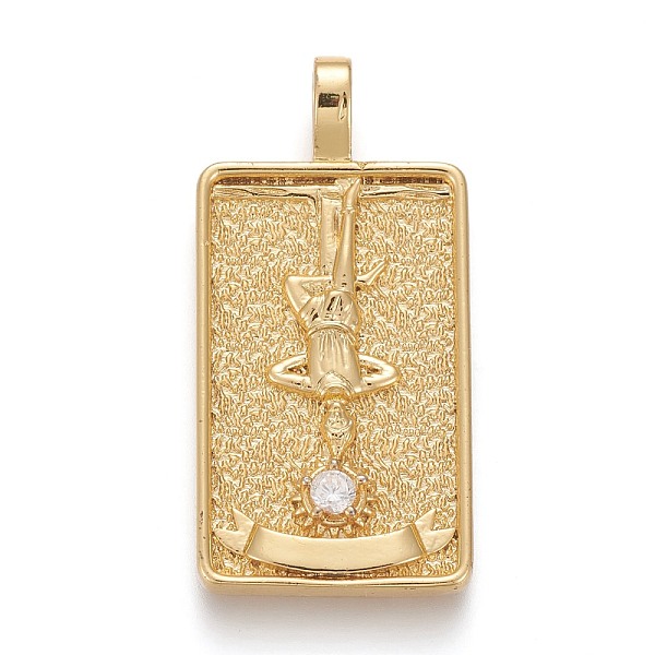 

PandaHall Brass Micro Pave Clear Cubic Zirconia Pendants, Real 18K Gold Plated, Tarot Card Charms, The Hanged Man, Real 18K Gold Plated...