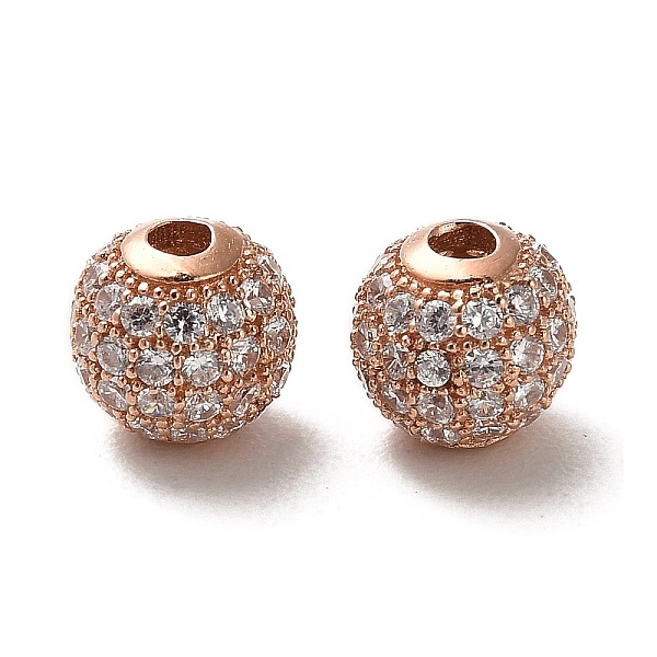 

PandaHall 925 Sterling Silver Micro Pave Cubic Zirconia Beads, Round, Rose Gold, Clear, 8x7.5mm, Hole: 2.2mm Sterling Silver+Cubic Zirconia...